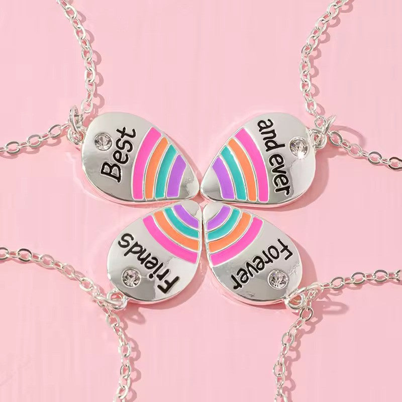 Best Friends Forever And Ever Rainbow Necklace for 4